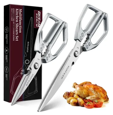 Produktbild von Küchenschere Geflügelschere Set Ergonomischer Griff Scharfe Klinge Spülmaschinenfest Silber