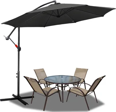 Obrázek produktu pro Fiqops 3,5m slunečník UV40+ Camping Pendulum Umbrella Pavilion Garden Umbrella -Grey