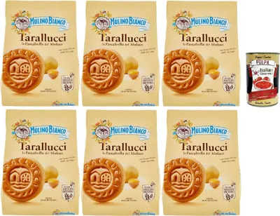 Produktbild von Mulino Bianco Tarallucci Biscotti con Uova Fresche 100% italiane, Kekse mit 100% frischen italienischen Eiern, biscuits, cookies, 6x 800 g + Italian Gourmet polpa 400g