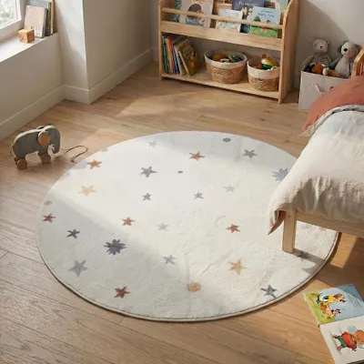 Produktbild von Volero - Waschbarer Kinderteppich Rund - Ravi Stars Bunt - Ø 120 cm - Kinderzimmer - Klassik