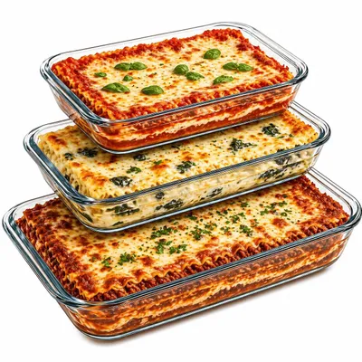 Produktbild von Auflaufform 3er Set Glasbräter Bräter Ofenform Lasagne Form Kuchenform rechteck