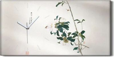 Produktbild von Wohnzimmer-Bild Leinwand Uhr Geräuschlos Kunstdruck 60x30 Insekten und Blumen - weiße Hände