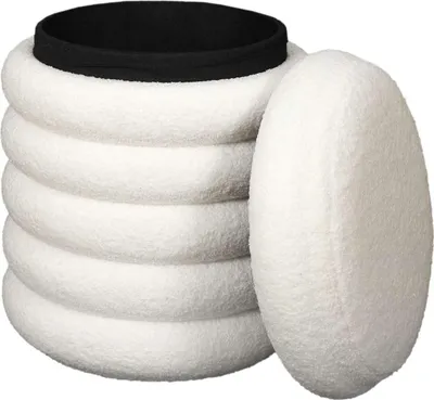Zdjęcie produktu dla HowHomely | Poduszka do siedzenia ze schowkiem - 43 cm - Bouclé - Biały