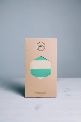 Produktbild von Gaia Bienenwachstuch Starter Set - 3er Set Bienenwachstücher (S/M/L) - Grün Gestreift | Beeswax Food wrap als nachhaltige Frischhaltefolie | Wachstücher handgemacht in Hamburg mit -Qualität