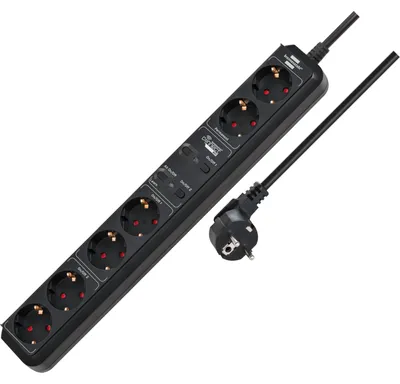 Produktbild von Brennenstuhl 1159760946, 1,5 m, Drinnen, IP20, Schwarz, 6 AC-Ausgänge, 16 A