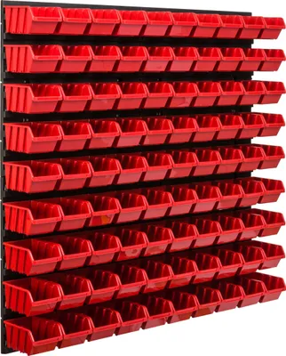 Produktbild von Lagersystem Werkstattregal | 78 x 78 cm | 90 stck. Box | Wandregal mit Stapelboxen - Wandplatten Extra Starke Schüttenregal Warkzeuglochwand Lagerregal Garage Regal