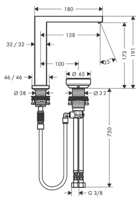 Zdjęcie produktu dla hansgrohe Tecturis E jednouchwytowa bateria umywalkowa 150, 2-otworowa, bez blokady odpływu, występ 158 mm, EcoSmart+, CoolStart, 73053000