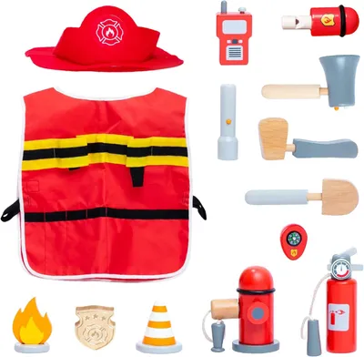 Image de Set de jeu pour enfants avec costume de pompier 14 pcs