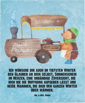 Produktbild von Mr. & Mrs. Panda Fleecedecke Igel Maronen - Eisblau - Geschenk, Kastanien, Babydecke, Plaid, Weihnachtsmarkt, Duft, Schlummerdecke, Weihnachten, Erstlingsdecke