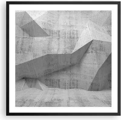 Produktbild von Gerahmtes Poster - Schwarzer Rahmen - Beton Wand Grau - 60x60 cm - Wand Bild - Wanddeko - Wandbilder - Kunstposter - Wandposter - Bilderrahmen - Bilder - Kunstdruck - Wandbild - P2BAC60x60-4183