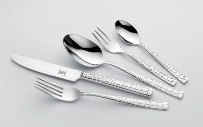Produktbild von Justinus Besteckset Croco 30 teilig Design Krokodilhaut Edelstahl 18 / 10 Silber