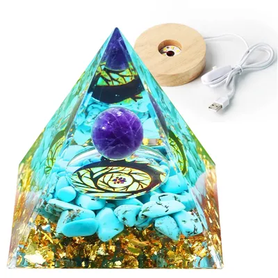 Immagine prodotto di Piramide ORGONITE + lampade a LED LAMPADA 5cm AMULETO CRISTALLO 5cm HX18