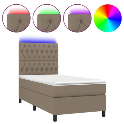 Produktbild von vidaXL Boxspringbett mit Matratze & LED Taupe 100x200 cm Stoff