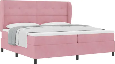 Obrázok produktu pre Posteľ s pružinovým rámom s matracmi Ružová 200 x 200 cm Zamat