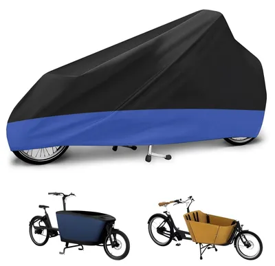 Immagine prodotto di Copertura impermeabile per cargo bike realizzata in tessuto Oxford 420D (nera e blu)