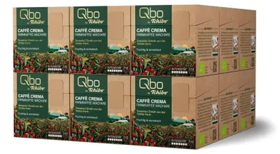 Produktbild von Tchibo Qbo Caffè Crema Farmkaffee Machare Premium Kaffeekapseln, 144 Stück – 18 x 8 Kapseln (Caffè Crema, Intensität 7/10, fruchtig und aromatisch), nachhaltig & aus 70% nachwachsenden Rohstoffen¹