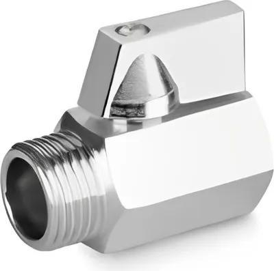Produktbild von Kugelhahn Mini aus Messing, verchromt, mit verchromten Griff, 1/2" AG x 1/2" IG