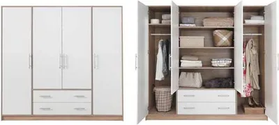 Produktbild von Kleiderschrank Drehtürenschrank Smart 200x56x190cm Sonoma Eiche weiß 4-türig