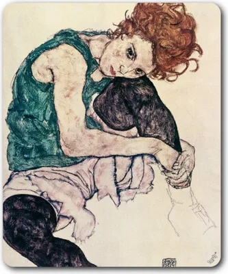Produktbild von Egon Schiele Mauspad - Die Frau Des Künstlers, Sitzende Frau, 1917 (23 x 19 cm)