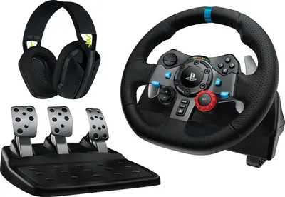 Produktbild von Logitech G 991-000539 Gaming-Controller Aluminium, Schwarz USB Lenkrad + Pedale + Headset PC, PlayStation 4, PlayStation 5, Playstation 3
