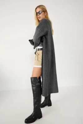 Produktbild von Lange Strickjacke im Glamour-Stil, Anthracite, STD