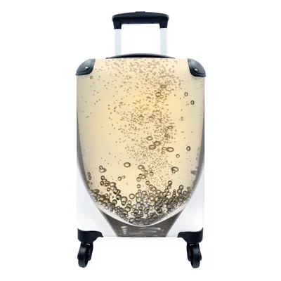 Produktbild von MuchoWow® Koffer Handgepäck Trolley Rollkoffer Kleine Reisekoffer mit 4 Rollen - Blasen in einem Glas Champagner - Cabin Size < 55x40x23 cm & 55x40x20 cm - Fotokoffer - Kabinenkoffer - Boardgepäck - Reise-Box - Reisekoffer - Reisegepäck - Koffer mit Bild - Trolley für Kinder