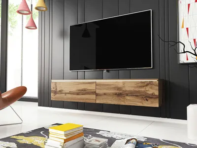 Produktbild von MIRJAN24 TV-Lowboard Detroit D140, Stilvoll TV-Tisch, 2 Türen, Modern Wohnzimmer (Wotan, mit Beleuchtung)