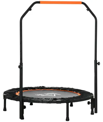 Obrázok produktu pre Skladacie fitness trampolína s madlom | Farba: čierna | Rozmery: 102x102x99-123 cm