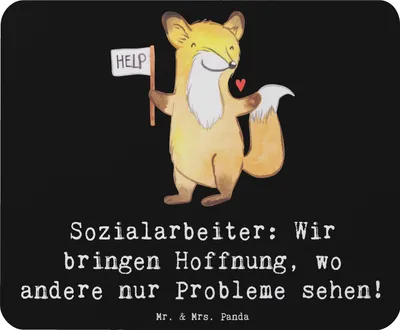 Produktbild von Mr. & Mrs. Panda Mauspad Sozialarbeiterin Hoffnungsträger - Schwarz - Geschenk, laptop, Hilfe, kreative Geschenke, Mousepad, Mouse Pad, Berufsliebe, Empathie, Beruf