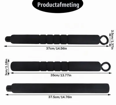 Productafbeelding van Weerstandsband Fitnessstang - Zwart 3-delig 105 cm - Staal - Voor Krachttraining En Pilates