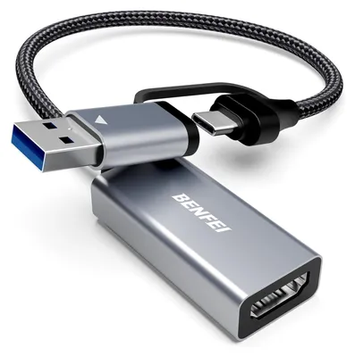 Produktbild von BENFEI Kabeladapter Video Audio Capture Karte 1080p 60FPS HDMI auf USB C/A