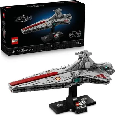 Produktbild von LEGO Star Wars Venator-Klasse Angriffskreuzer, Modell 75441, Set für Erwachsene, Detailliertes Raumschiff Modell