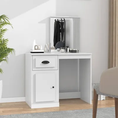 Produktbild von "WINTER SALE"Schminktisch - modernes Design - Kosmetiktisch/Frisiertisch mit Spiegel Weiß 90x50x132,5cm Holzwerkstoff NEU578695 - Schminktische