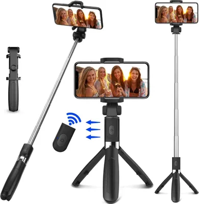 Produktbild von Selfie Stick 3 in 1 Bluetooth Selfie Stick Stativ 360° Rotation Monopod Teleskop Selfiestick