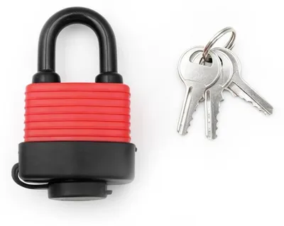 Produktbild von Vorhängeschloss für den Außenbereich 98x49mm Rot Schwarz mit 3 Schlüsseln
