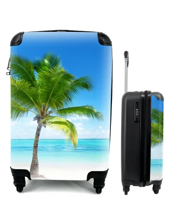 Produktbild von MuchoWow® Koffer Handgepäck Trolley Rollkoffer Kleine Reisekoffer mit 4 Rollen - Palme - Strand - Meer - Sommer - Cabin Size < 55x40x23 cm & 55x40x20 cm - Fotokoffer - Kabinenkoffer - Boardgepäck - Reise-Box - Reisekoffer - Reisegepäck - Koffer mit Bild - Trolley für Kinder