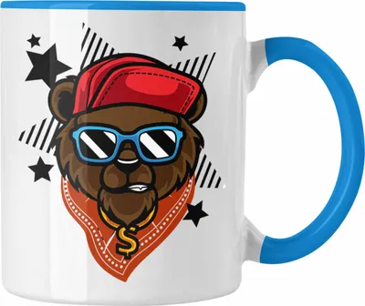Produktbild von Trendation - Cooler Bär Tasse Hip Hop Geschenk Jungs Jungen (Blau)