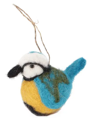 Produktbild von Filzdekoration Vogel, Handgemachte Tiere aus Filz, Baumbehang - Blau, Wolle, 5*5*5 cm, Tierfiguren