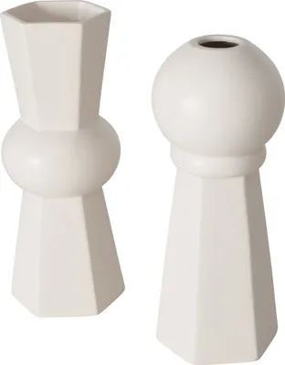 Produktbild von Boltze Dekovase 2er Set "Jelischka" aus Keramik in weiß H25cm, Vase