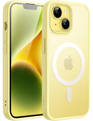 Immagine prodotto di Custodia per iPhone 14 da 6,1 pollici, compatibile con MagSafe, trasparente opaca, color giallo