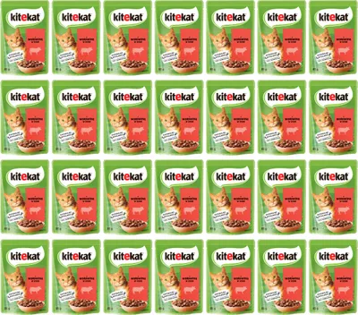 Produktbild von KITEKAT Portionsbeutel mit Rind in Sauce Nassfutter für Katzen 28x85g