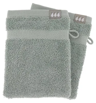 Produktbild von 2er-Set Waschhandschuhe, 15 x 21 cm, 100 % Baumwolle, eukalyptusgrün