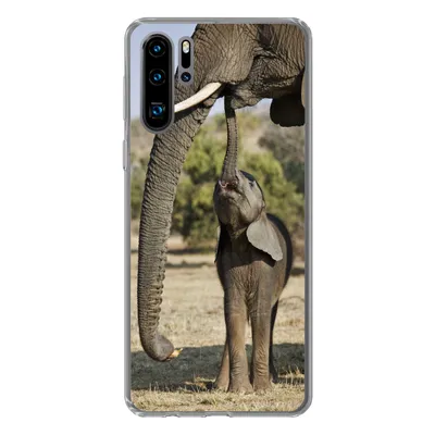 Produktbild von MuchoWow® Handyhülle Schutzhülle Hülle für Huawei P30 Pro Elefant - Tiere - Gras - Natur Silikon Softcase Handy Hülle - Schutzdeckel
