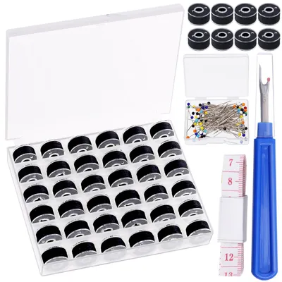 Nähgarn-Set, 138-teilig, schwarz, Polyester, mit Aufbewahrungsbox