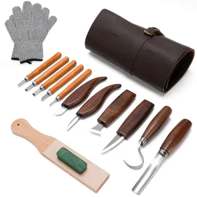Holzschnitzmesser-Set, 15-teilig, für Anfänger und Profis