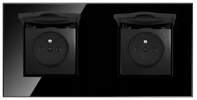 Produktbild von Adelid Quadra Unterputz Doppelsteckdose IP44 Schwarz