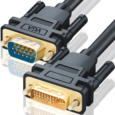 Produktbild von Full HD DVI zu VGA Kabel Monitorkabel Videokabel mit vergoldeten Anschlüssen Auflösung bis 1080p für Monitore PCs Notebooks Fernseher LCD Retoo