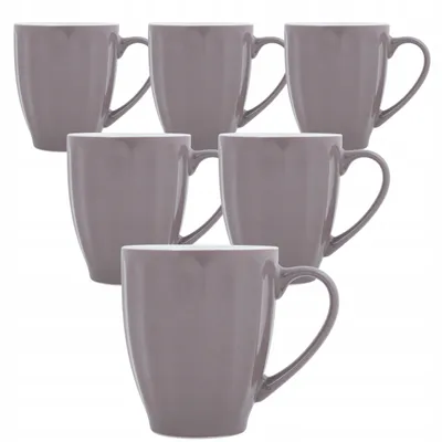Zdjęcie produktu dla Komplet 6 Kubków Porcelanowych 350Ml Zestaw Kubków Brązowych Porcelana