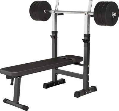 Produktbild von GORILLA SPORTS® Hantelbank - inkl. Hantelset 38 kg, mit Ablage und Dip-Station, Verstellbare Höhe und Neigungswinkel, Klappbar, bis 200kg, Schwarz – Trainingsbank, Flachbank, Schrägbank