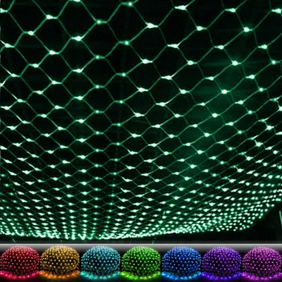 Obrázek produktu pro 6X4M 880LED světelná síť venkovní vnitřní síťová světelná opona vánoční dekorace 8 režimů pohádkových světel pro keře zahradní pokoj balkon vánoční světla zelená